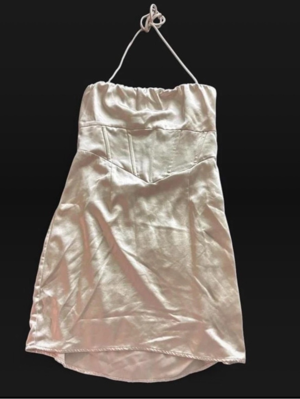 Princess Polly Satin Halter Dress in Ivory Blush
